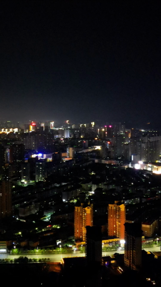 航拍江西抚州城市夜景