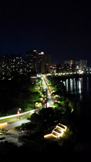 航拍江西抚州城市夜景