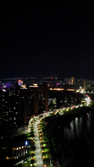 航拍江西抚州城市夜景