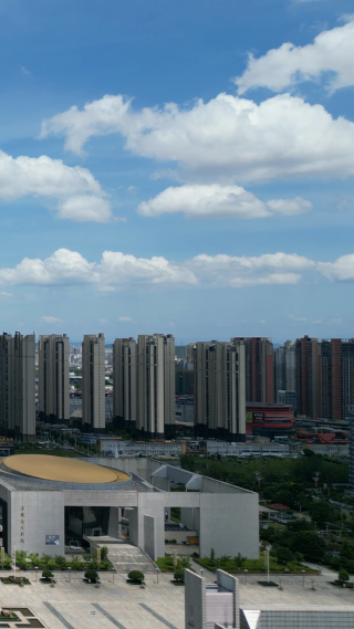 航拍江西抚州城市建筑