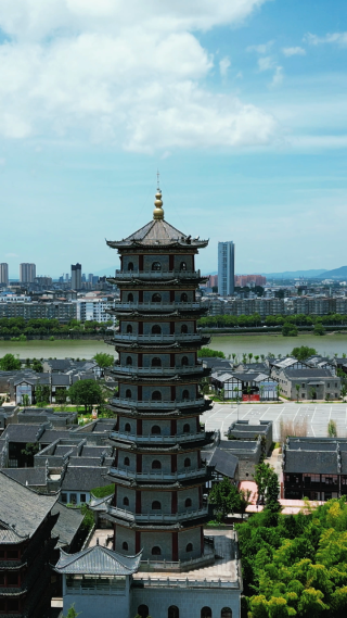 航拍江西抚州文昌里历史文化街区4A景区竖屏