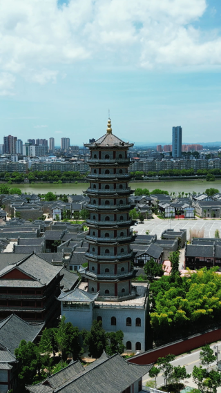 航拍江西抚州文昌里历史文化街区4A景区竖屏