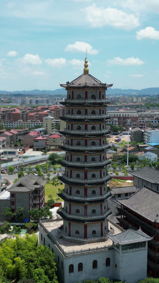 航拍江西抚州文昌里正觉古寺