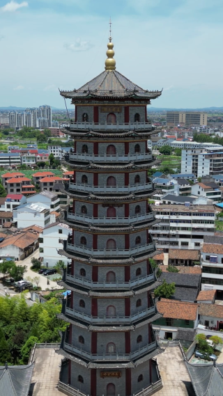 航拍江西抚州文昌里正觉古寺