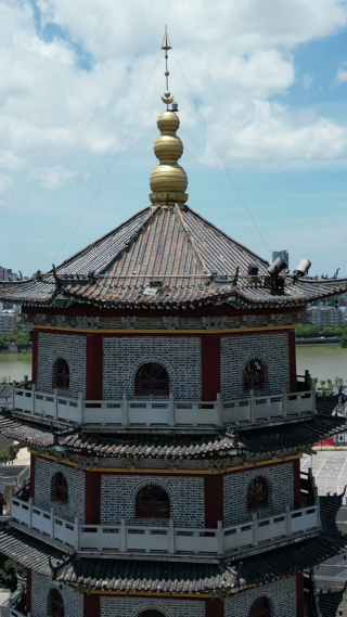 航拍江西抚州文昌里正觉古寺
