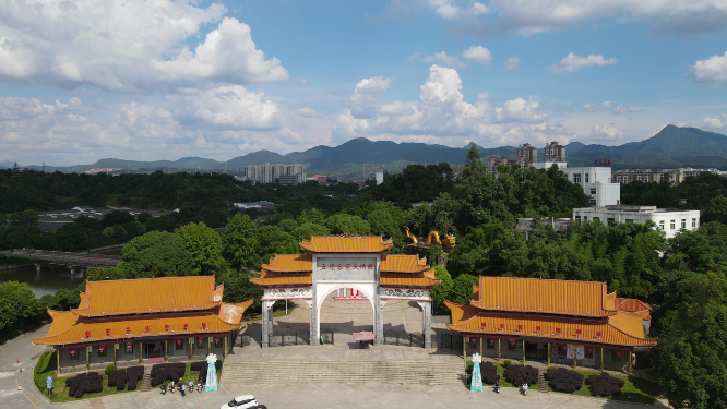 航拍江西赣州五龙客家风情园4A景区