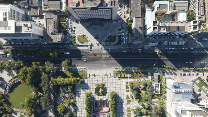 航拍河北石家庄城市交通