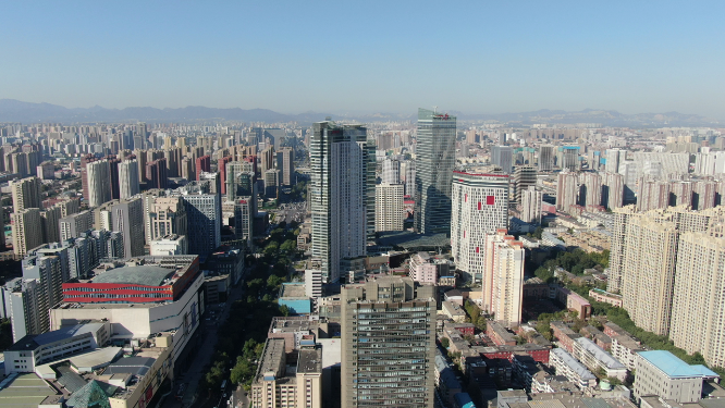 航拍河北石家庄城市建设