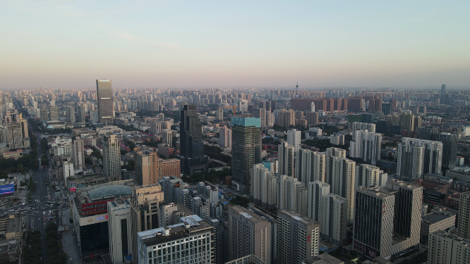 航拍河北石家庄城市建设