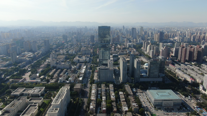 航拍河北石家庄城市建设