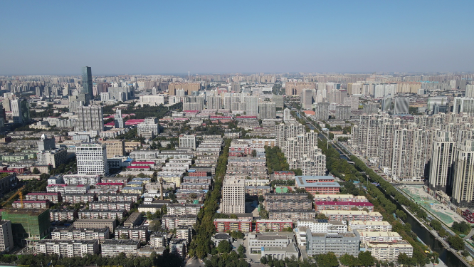 航拍河北石家庄城市建设