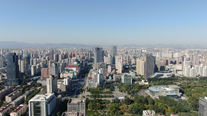 航拍河北石家庄城市建设