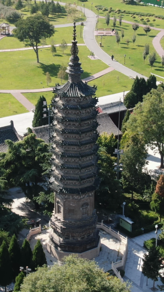 航拍河北石家庄正定临济寺澄灵塔