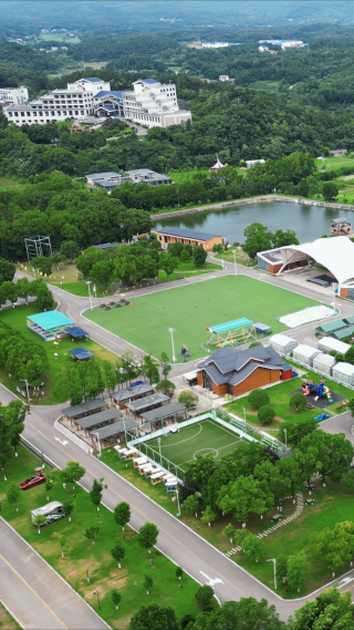 航拍洈水风景区房车露营基地