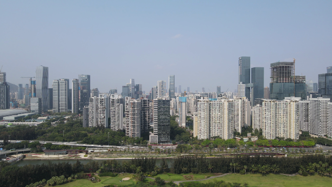 航拍深圳南山区高楼建筑