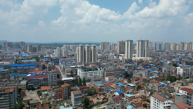 航拍湖北南漳县城市建设