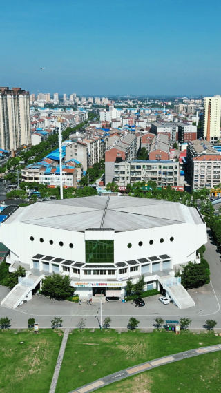 航拍湖北孝感市体育中心