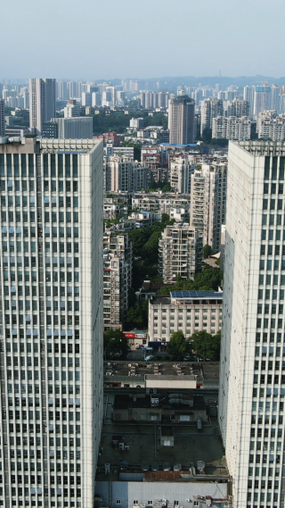 航拍湖北宜昌万达广场商业广场