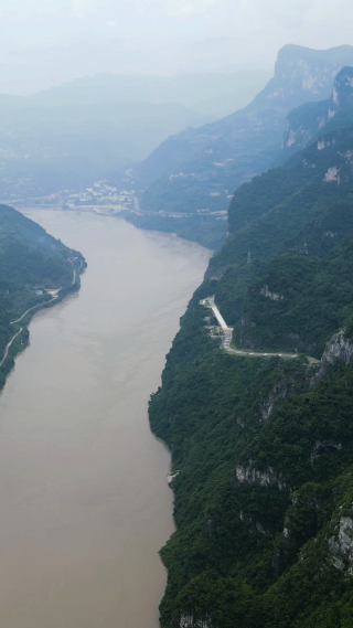 航拍湖北宜昌三峡人家西陵画廊风景区