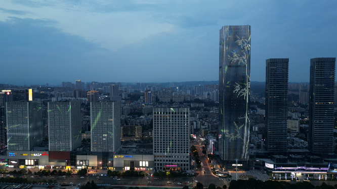 航拍湖北宜昌城市夜景灯光