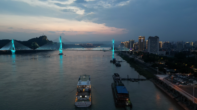 航拍湖北宜昌城市夜景灯光