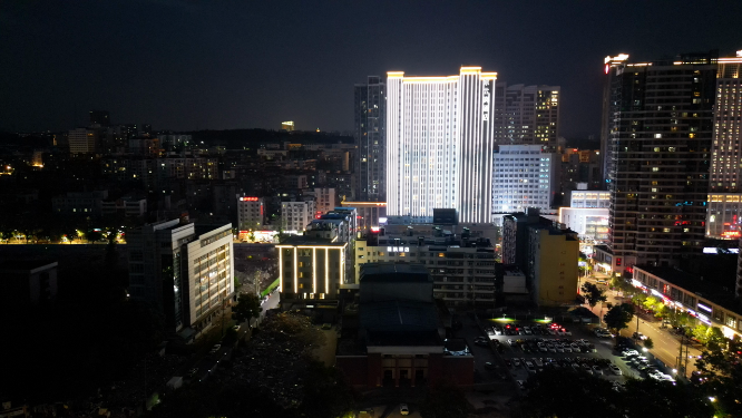 航拍湖北宜昌城市夜景灯光