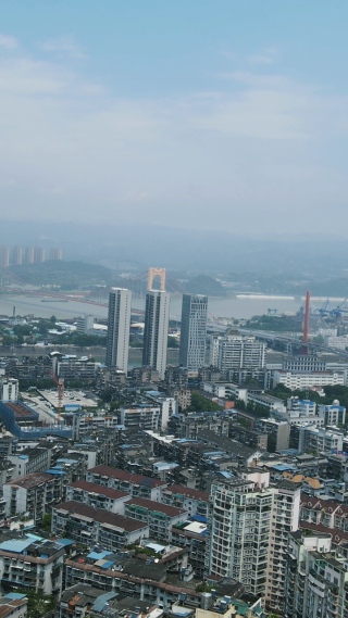 航拍湖北宜昌城市建设高楼