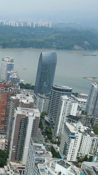 航拍湖北宜昌城市建设高楼