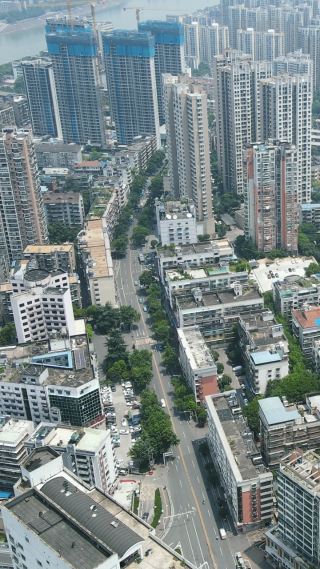 航拍湖北宜昌城市建设高楼