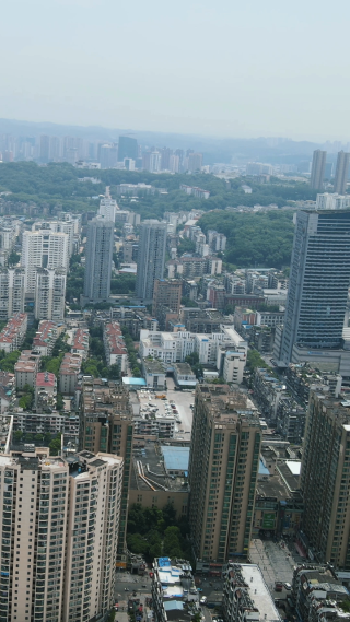 航拍湖北宜昌城市建设高楼