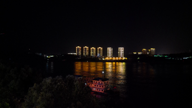 航拍湖北宜昌夜景灯光
