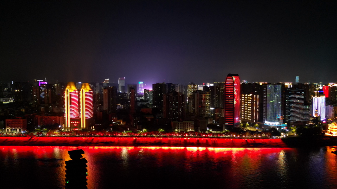 航拍湖北宜昌夜景灯光