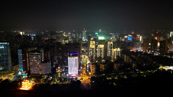 航拍湖北宜昌夜景灯光