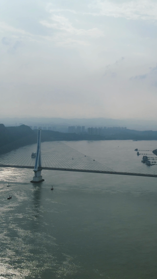 航拍湖北宜昌夷陵长江大桥