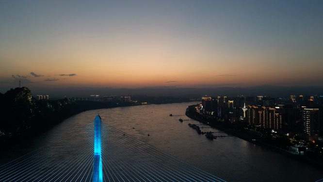 航拍湖北宜昌夷陵长江大桥