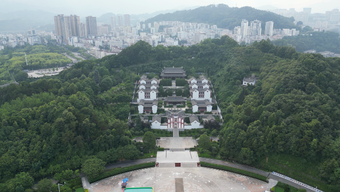 航拍湖北宜昌屈原祠屈原故里5A景区