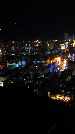 航拍湖北宜昌秭归县夜景