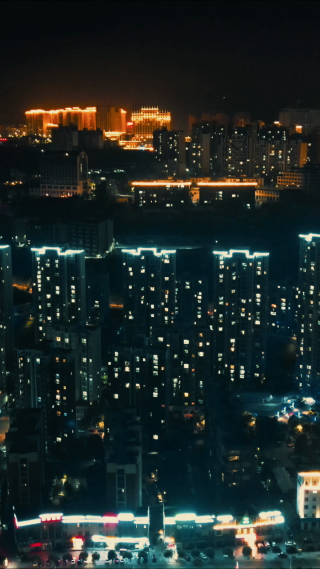 航拍湖北宜昌秭归县夜景