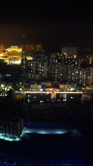 航拍湖北宜昌秭归县夜景