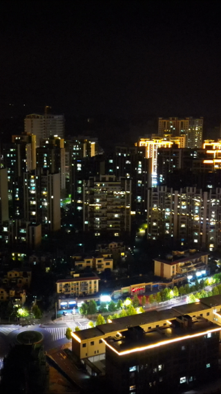 航拍湖北宜昌秭归县夜景