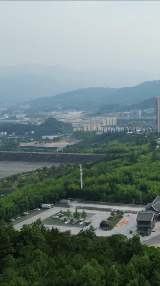 航拍湖北宜昌秭归县屈原故里5A景区