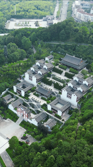 航拍湖北宜昌秭归县屈原故里5A景区