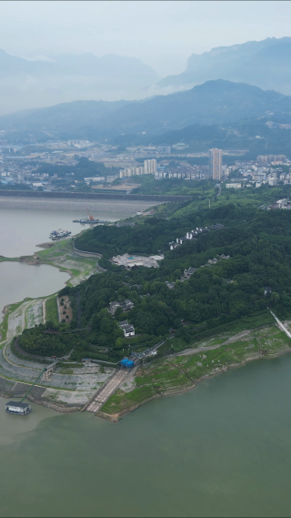 航拍湖北宜昌秭归县屈原故里景区