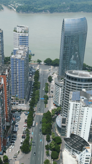 航拍湖北宜昌西陵一路
