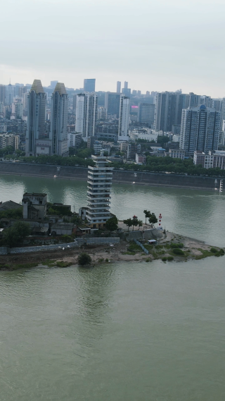 航拍湖北宜昌长江城市风光