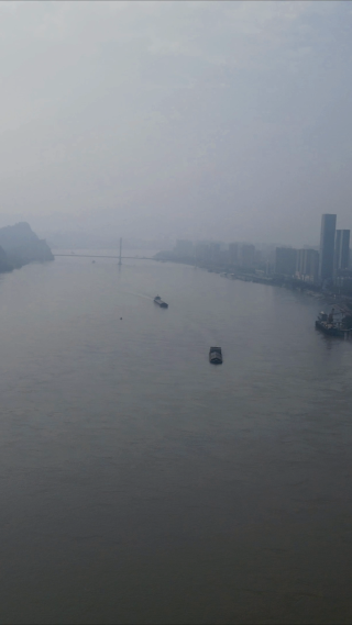 航拍湖北宜昌长江风光 