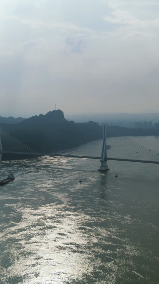 航拍湖北宜昌长江风光 