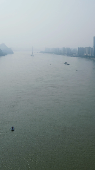 航拍湖北宜昌长江风光 