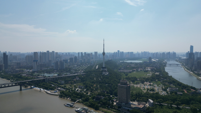 湖北武汉电视塔地标建筑航拍