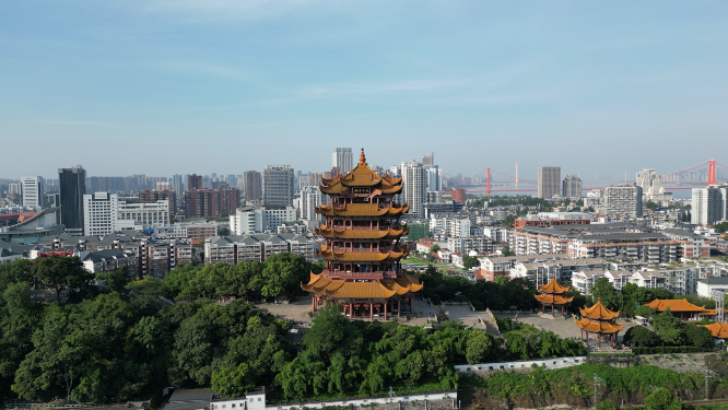 航拍湖北武汉黄鹤楼5A景区